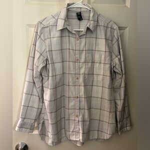 Mountain Hardwear Women’s Lightweight Flannel Button Up, Cream Plaid, M